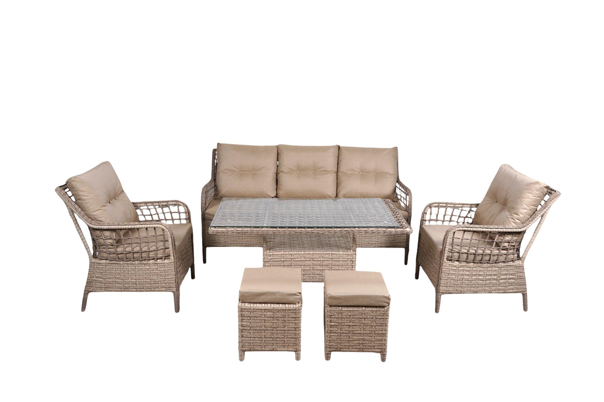 Geniş Cam Tablalı Rattan Masa — görsel 2