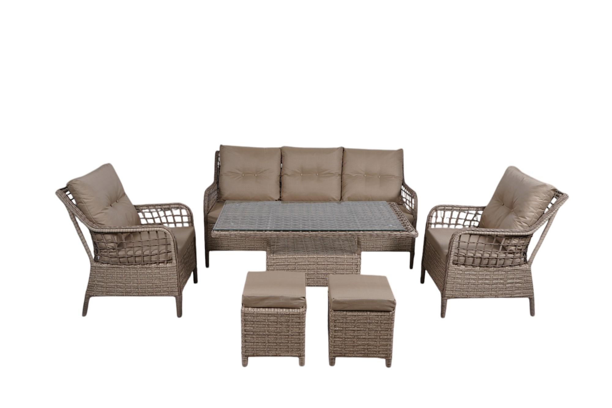 Geniş Cam Tablalı Rattan Masa — görsel 5