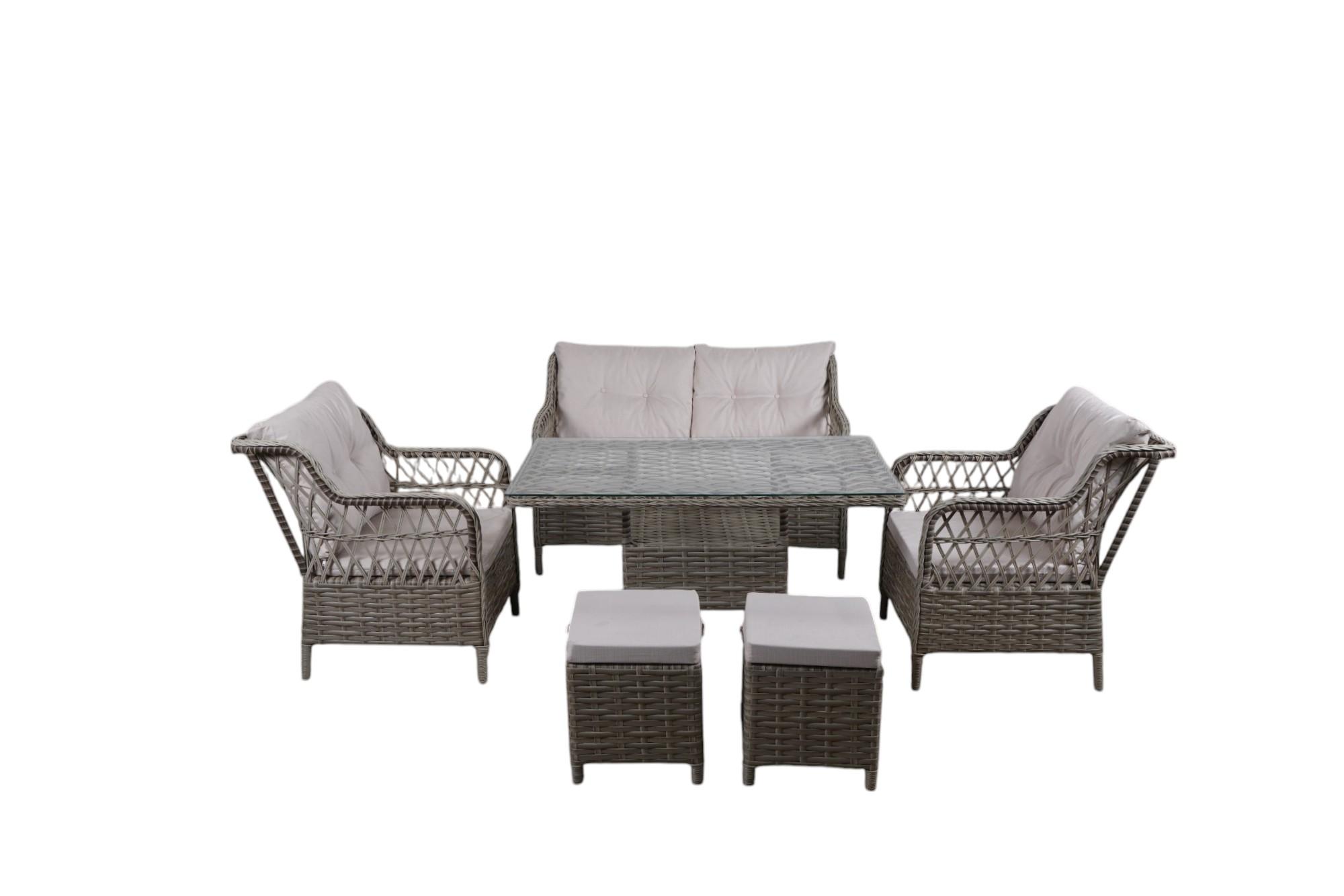 Gri Cam Tablalı Rattan Masa — görsel 3