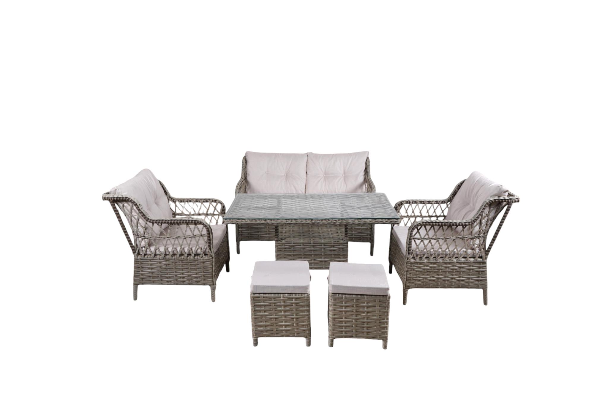 Gri Cam Tablalı Rattan Masa — görsel 9