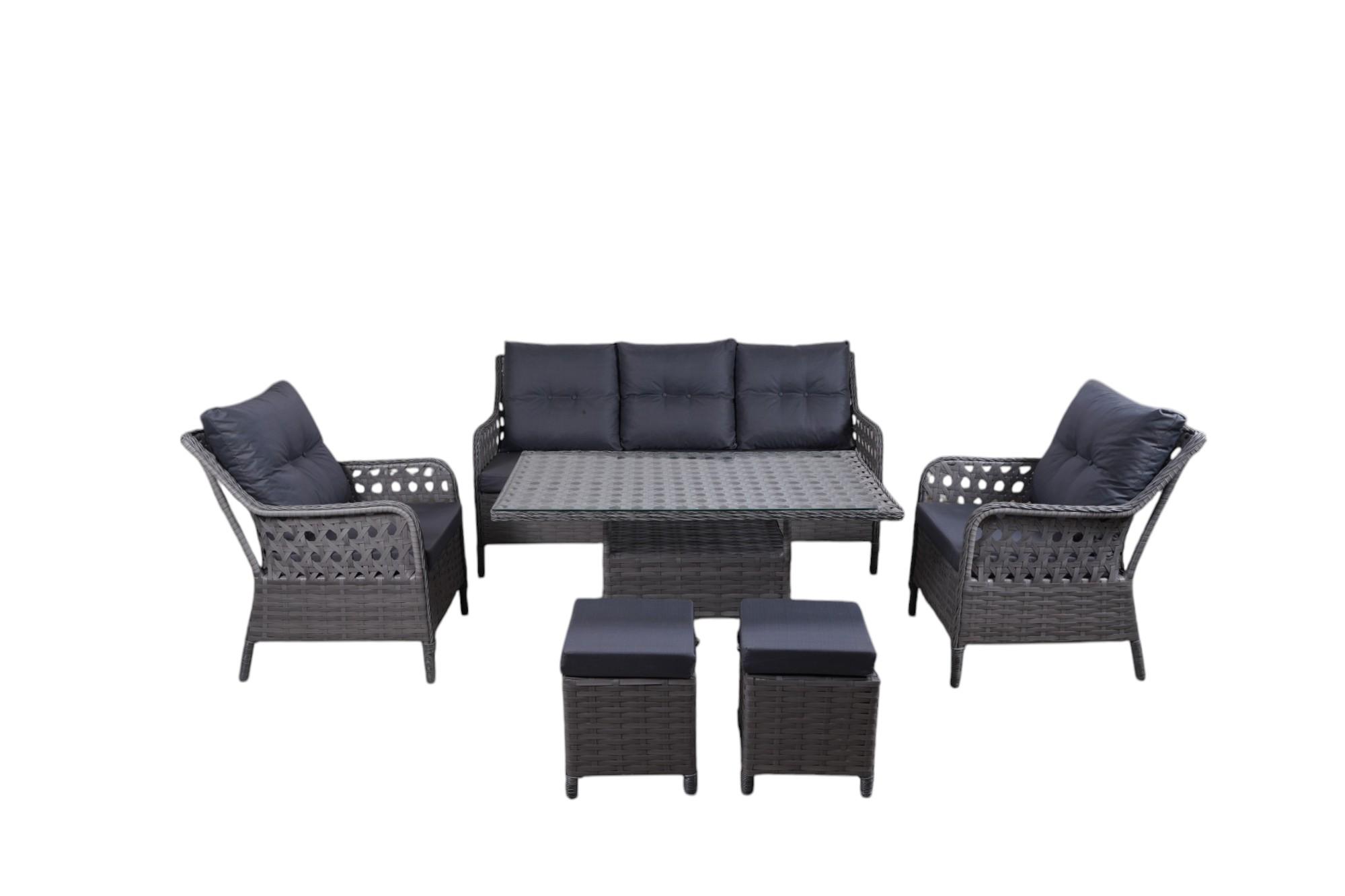 Siyah Üçlü Rattan Kanepe — görsel 3